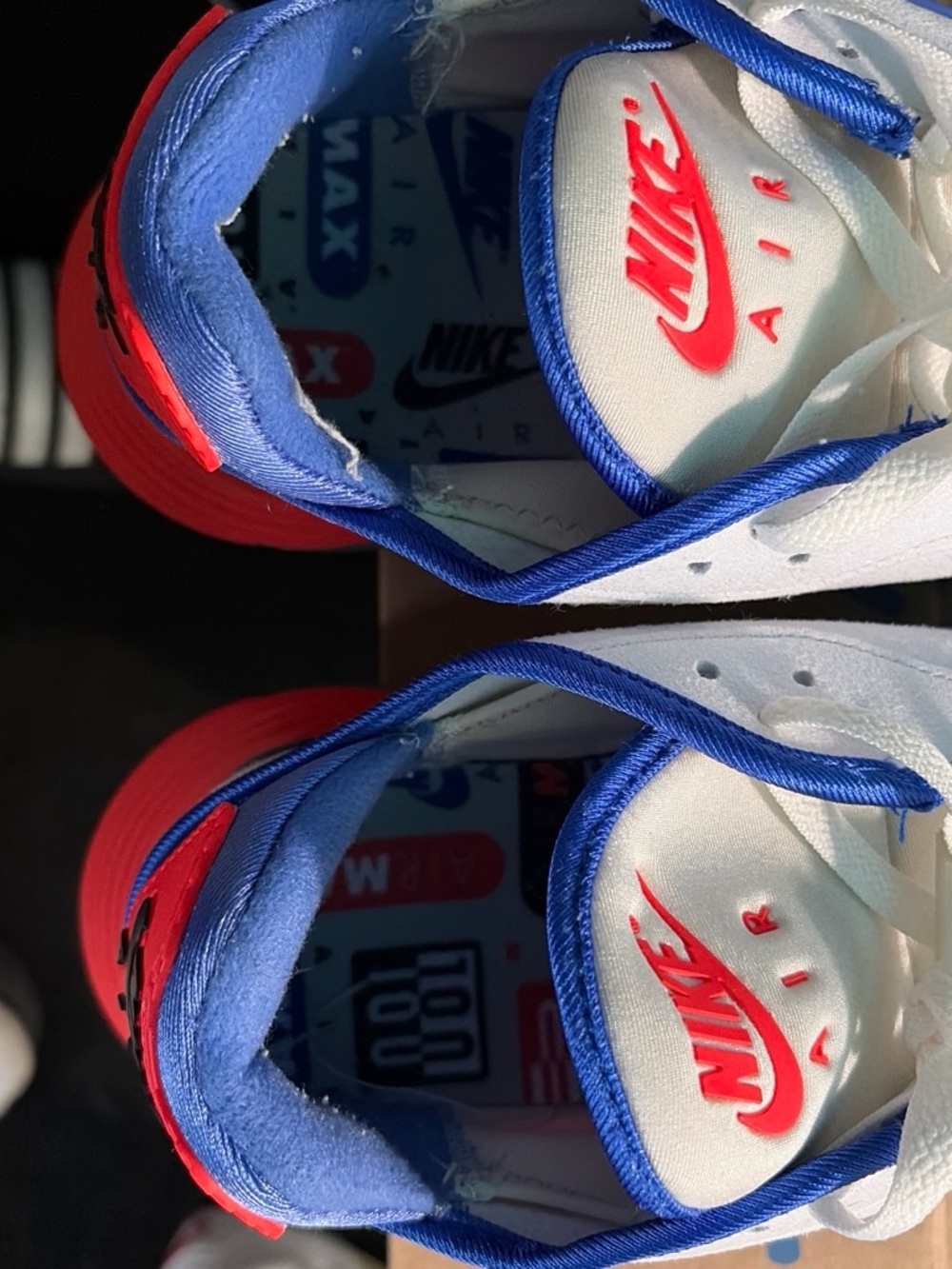 Nike Men's Athletic Sneakers in White, Blue & Red